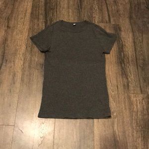 Uniqlo Top Charcoal Gray Ribbed Woman Size M